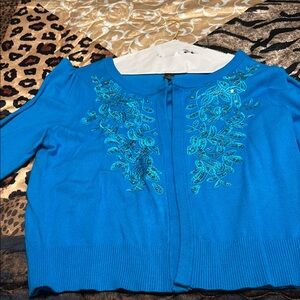 INC International Concepts Blue Cardigan with Embellished Design
